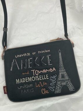 ANEKKE CANADIAN ARTIST BAG Mademoiselle Black Embroidered Crossbody Bag